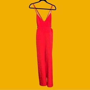 Express Cutout Halter Bright Orange Jumpsuit
